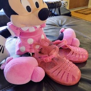 George Girl's Size 12 Pink Sparkle Jelly Shoes